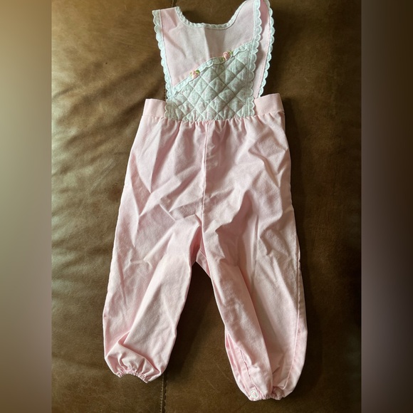 Other - Vintage baby romper Pink Quilted Baby Overalls